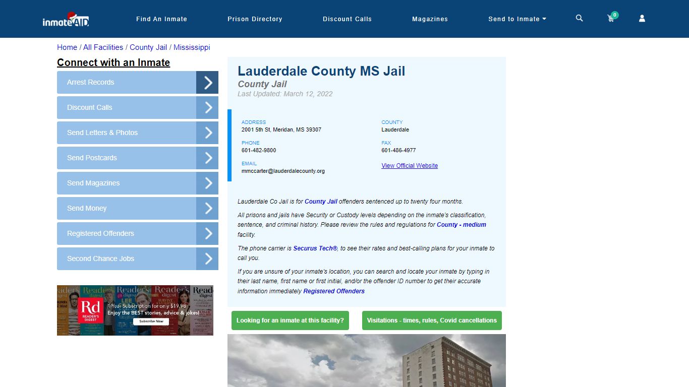 Lauderdale County MS Jail - Inmate Locator - Meridan, MS