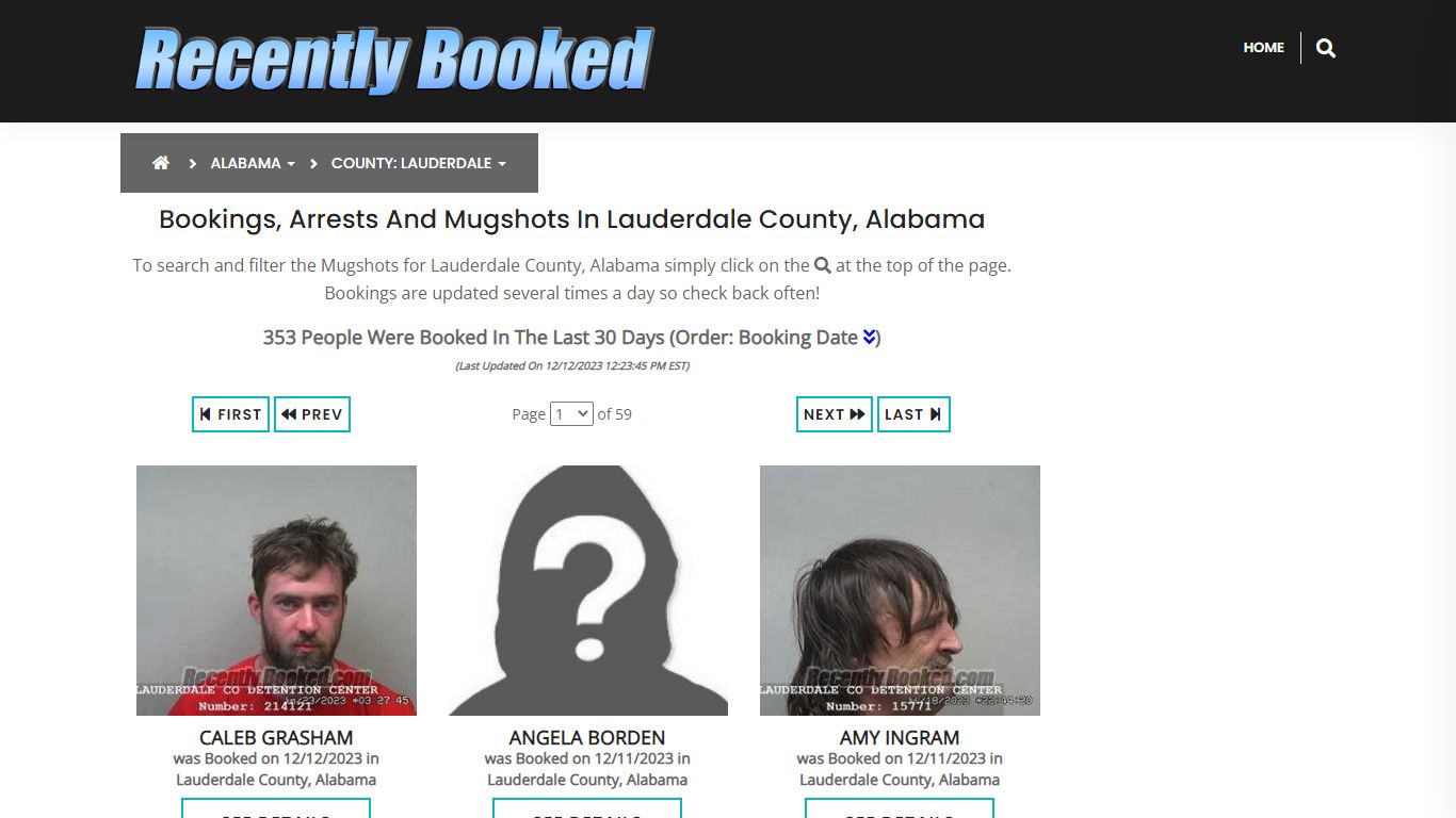 Bookings, Arrests and Mugshots in Lauderdale County, Alabama