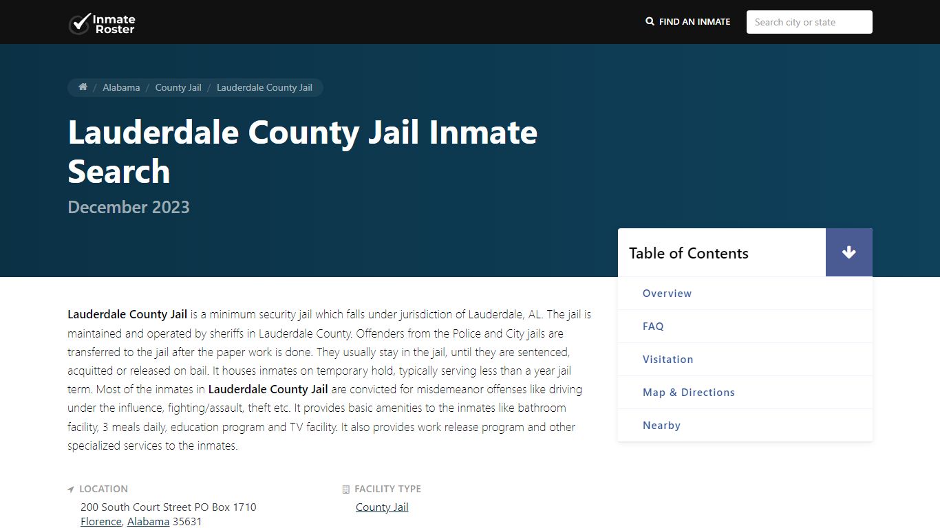 Inmate Search | Lauderdale County Jail - Florence, AL